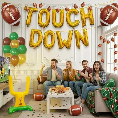 Miniatura 7 de Decoraciones de fiesta de fútbol y con poste de portería de fútbol, globos de aluminio para niños y adultos, tema deportivo, cumpleaños, día