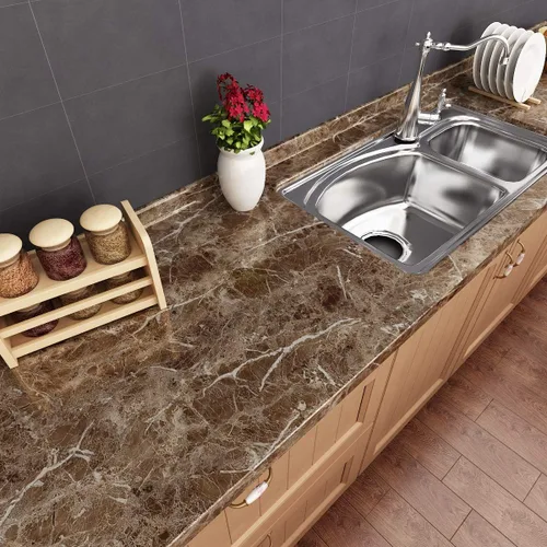 Miniatura 2 de Livelynine Encimeras de despegar y pegar de 15.8 x 197 pulgadas, papel tapiz de mármol para baño, autoadhesivo, cubierta de encimera, apto para Café