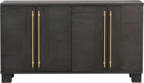 Miniatura 12 de LUMISOL Aparador de buffet negro vintage, gabinete de almacenamiento americano con estante ajustable, consola de 4 puertas, soporte para TV de hasta
