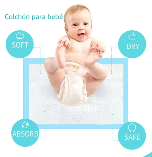 Miniatura 2 de Almohadilla desechable para bebé, 100 unidades, cambiador de incontinencia, pañales para recién nacidos, suaves, transpirables, impermeables, a