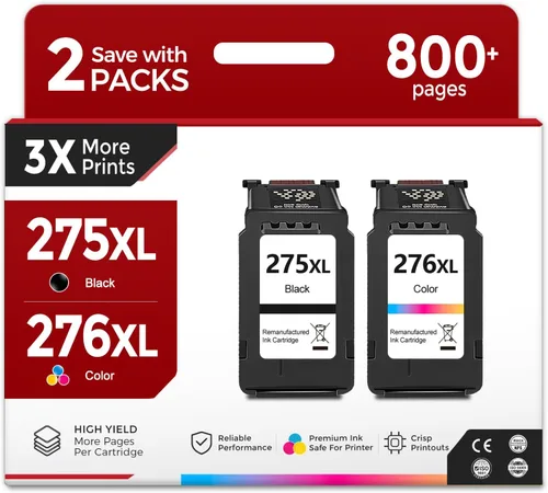 Climate Pledge Friendly - Cartuchos de tinta remanufacturados compatibles para Canon 275XL 276XL 275 276 XL PG275 CL276 negro y color, 2 unidades