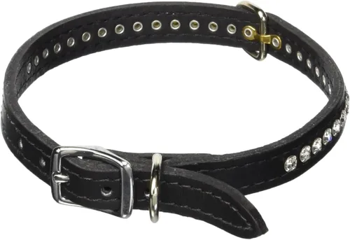 Miniatura 59 de Collar de perro de cuero y cristales de OmniPet Signature, cuero de grano de violeta africana de avestruz, se ajusta a un tamaño de cuello de 6"-8