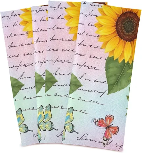 Miniatura 2 de GAIREG Retro Sunflowers Butterflies Dish Cloths for Drying Dishes, 28x18 Inches Absorbent Printed Hand Towels, Set of 6