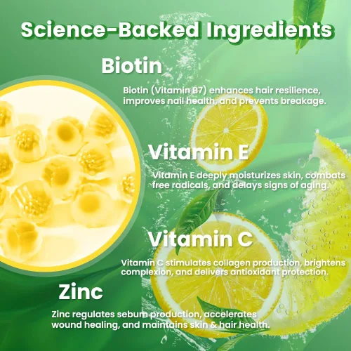Miniatura 2 de Gomitas de colágeno de 1500 mg – Péptidos de colágeno múltiple tipo I, II, III, V y X con biotina 2500 mcg y vitamina C para piel, cabello y uñas
