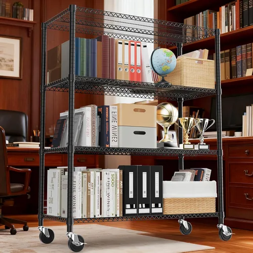 Miniatura 6 de M MZG Estantería de acero de 4 niveles, 2640 libras, estantería de almacenamiento de utilidad, organizador de acero, estante de alambre para el Negro