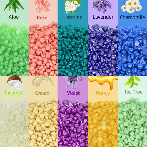 Miniatura 2 de Cuentas de cera dura, granos de cera de 2.2 libras para depilación, 10 paquetes de cuentas de cera multicolor para todo el cuerpo, cara, bikini