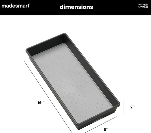 Miniatura 5 de Madesmart Organizador de almacenamiento multiusos de plástico para cajones, organizador de cajones de bajo perfil, granito