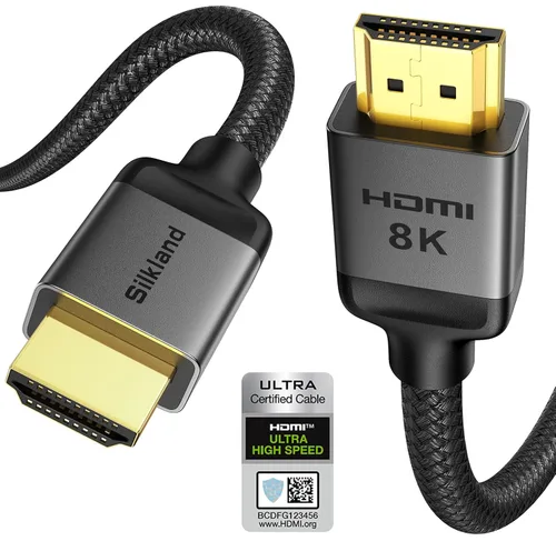 Miniatura 11 de Silkland Cable HDMI 2.1 corto de 1 pie de 10K 8K (trenzado de nylon), cable HDMI de ultra alta velocidad [8K @60Hz, 4K @240Hz 144HZ 120Hz] 48Gbps