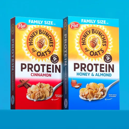 Miniatura 8 de Honey Bunches of Oats Cereal proteico de miel y almendras, desayuno o aperitivo, tamaño familiar, 15 onzas (paquete de 1)