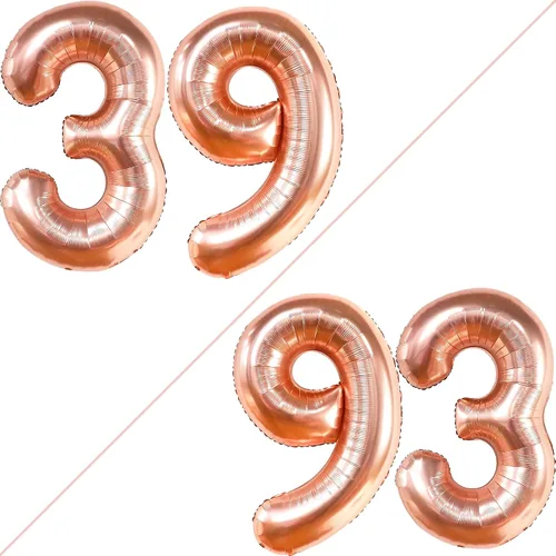 Miniatura 2 de KatchOn, Globos grandes del número 39, color negro, 40 pulgadas, globos de números 39, decoraciones de cumpleaños de 39 para hombres, globos