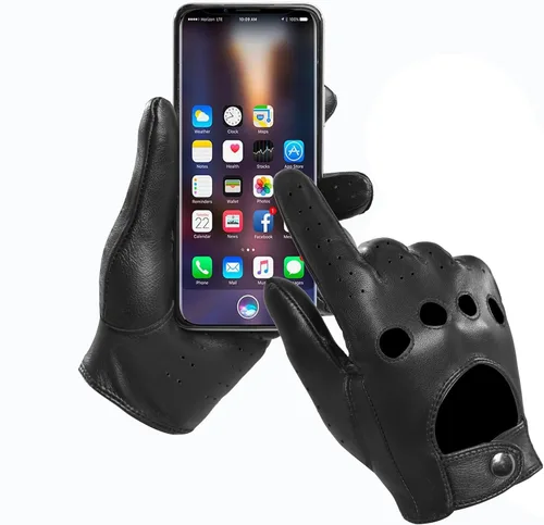 Miniatura 2 de MGGMOKAY Guantes de conducción de cuero con pantalla táctil sin forro para hombre