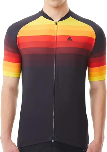 Hikenture Maillot de ciclismo de manga corta para hombre, con cremallera completa, ropa de ciclismo de montaña, con 3 bolsillos para montar en