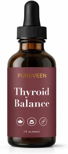 Pureveen - Gotas de apoyo tiroideo para mujeres, suplemento líquido con cardo mariano, selenio, zinc, magnesio, bienestar diario y apoyo energético,