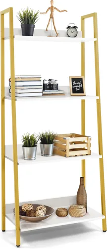 Miniatura 12 de CAPHAUS Estantería de Escalera de 4 Niveles, Estante Independiente de 24 Pulgadas de Ancho, Estantería Librero de Almacenamiento Organizador, Gris