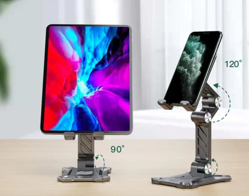 Miniatura 3 de Soporte de teléfono para escritorio. Soporte plegable para teléfono móvil de escritorio con ángulo ajustable en altura, soporte portátil