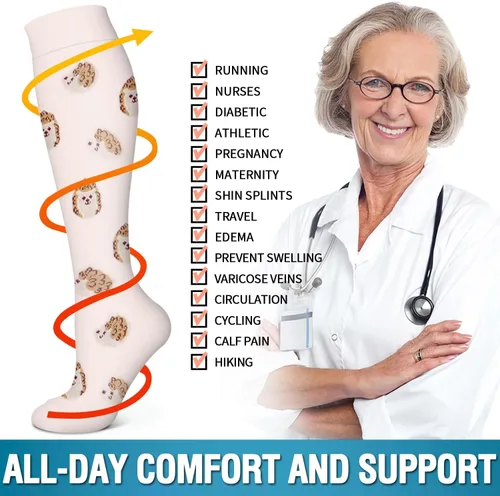 Miniatura 79 de 6 Pack Copper Compression Socks for Women and Men Circulation-Best Support for Medical, Running,Nursing,Athletic
