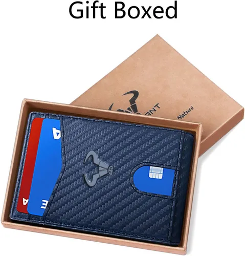 Miniatura 7 de Cartera Bulliant fina para hombre, cartera de piel para hombre con bolsillo delantero para tarjetas, 7 x 10 x 27cm (3" x 4.3"), 11 tarjetas+clip
