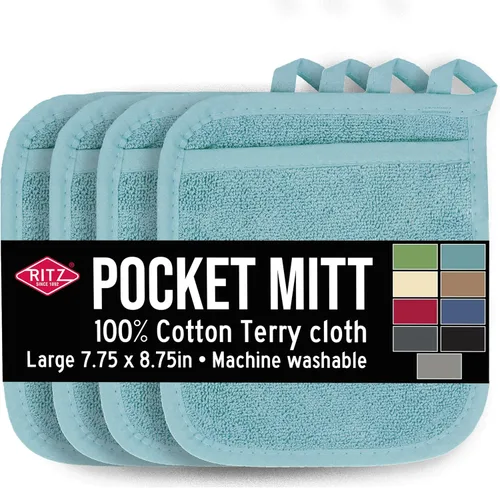 Miniatura 19 de RITZ Guante de bolsillo de rizo y almohadilla caliente: resistente al calor inigualable, 100% algodón duradero, diseño ergonómico para un agarre