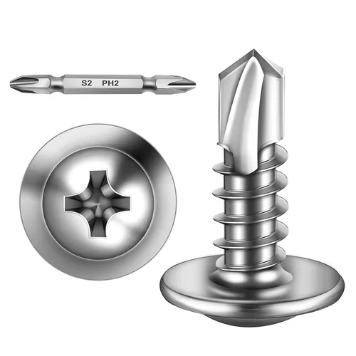 Miniatura 18 de Mywish 200 tornillos autorroscantes negros #10 × 1 pulgada para metal, 410 tornillos de metal negro de óxido de tornillo de acero inoxidable