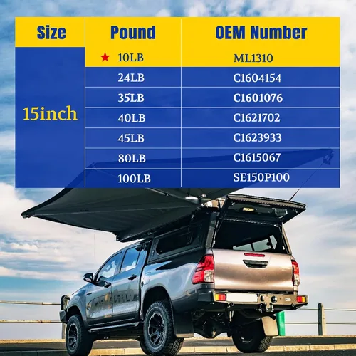 Miniatura 5 de ARANA SL1310 ML1310-Puntales de gas de 15 pulgadas y 10 libras, soporte de elevación para tapa de camioneta, cubierta de cámper, puerta de caravana