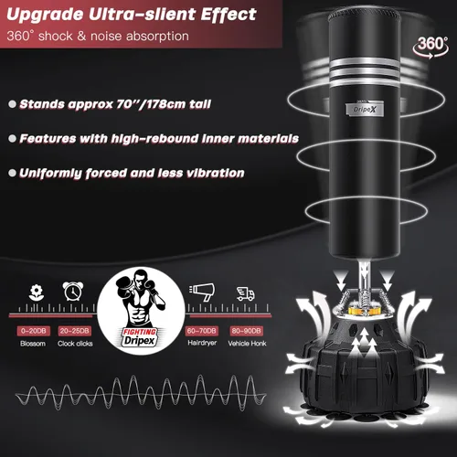 Miniatura 2 de Dripex Free Standing Punching Bag for Adults, 70'' Boxing Bag with Stand