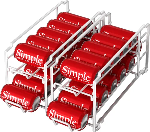 Miniatura 9 de Simple Houseware Dispensador para latas de bebida, de carga frontal, apilable, cromo, paquete de 2