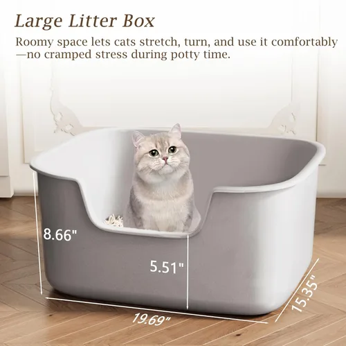 Miniatura 2 de Caja de arena grande para gatos con lados altos, cajas para gatos de interior, bandeja de arena de entrada lateral, fácil limpieza, resistente a