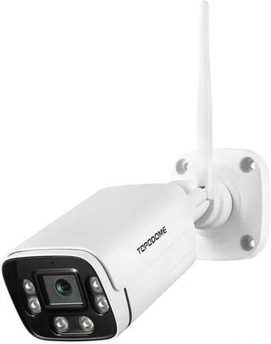 Cámara de seguridad Wi-Fi Bullet al aire libre, 1080P ONVIF IP WiFi cámara de vigilancia, detección de humanoides/audio de 2 vías/alarma de Blanco