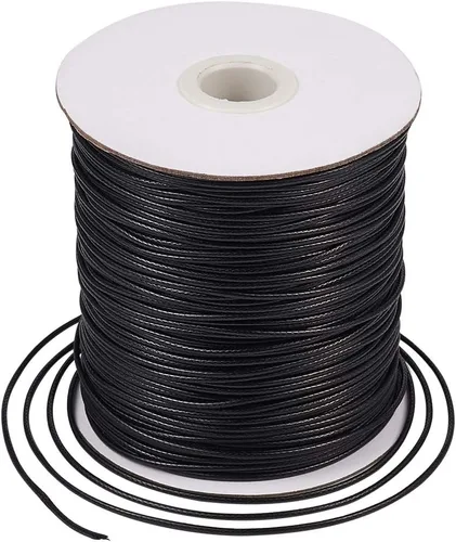 Miniatura 71 de Cheriswelry 90 yardas/rollo de 0.079 pulgadas, cordón encerado negro de poliéster coreano, joyería de cuentas, hilos para manualidades, cuerda