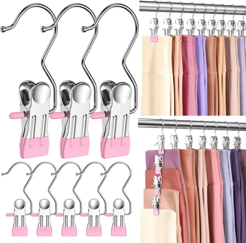 Miniatura 9 de 12 paquetes de perchas para pantalones con clip, organizador de leggings para colgar en el armario, perchas para pantalones de yoga que ahorran
