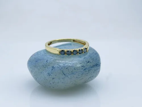 Miniatura 105 de Dazzlingrock Collection Anillo de boda redondo de 5 piedras preciosas o diamantes para mujer en oro macizo de 10 K/14 K/18 K