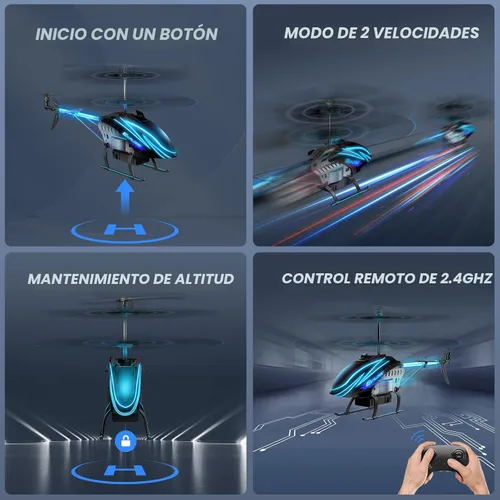 Miniatura 3 de BUSSGO Helicóptero RC, helicóptero de control remoto para niños con 30 minutos de vuelo (2 baterías), modos de luz LED 7+1, sujeción de altitud