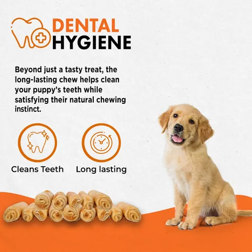 Miniatura 4 de Canine Naturals Puppy Chicken and Rice Chew - Golosinas para cachorros sin cuero crudo, hechas con pollo estadounidense, totalmente naturales