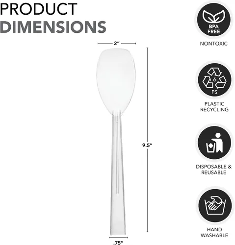 Miniatura 4 de Fiesta Essentials 9" de plástico duro cucharas de servir, Clear, 12