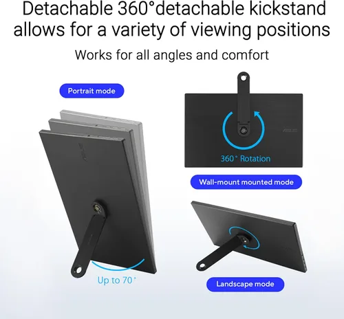 Miniatura 2 de ASUS ZenScreen Monitor USB portátil de 16 pulgadas (MB169CK-P) - Full HD, IPS, Dual USB-C, cuidado de los ojos, sin parpadeo, filtro de luz azul