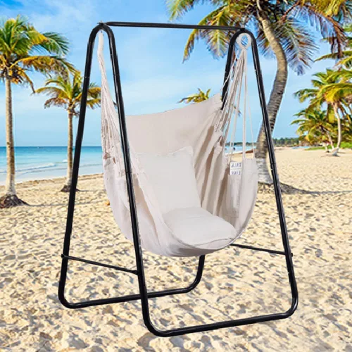 Miniatura 7 de Goutime Silla hamaca, columpio de techo de cuerda colgante bohemio, silla colgante de macramé para interiores, exteriores, dormitorio, exterior