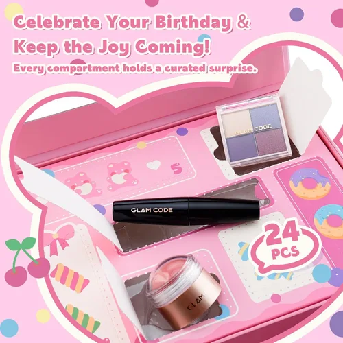 Miniatura 4 de Glam Code Calendario de Adviento de maquillaje de 24 días 2025, juego de regalo de maquillaje para adolescentes y mujeres adultas, calendario de Rosa