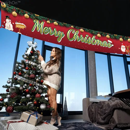Miniatura 8 de KatchOn, Cartel de temporada grande – 120 x 20 pulgadas Decoraciones de fiesta de Navidad Cartel de alegría, decoración de Navidad al aire libre