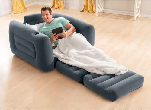Miniatura 8 de Intex Juego de muebles inflables con sofá cama extraíble de tamaño Queen y 2 sofás cama, colchón de aire, sofá portátil, sillas de descanso, camas