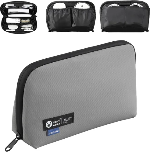 Miniatura 11 de RIGHT AWAY Bolsa de viaje para tecnología de viaje, funda impermeable para cables, organizador de electrónica, bolsa de almacenamiento para Negro