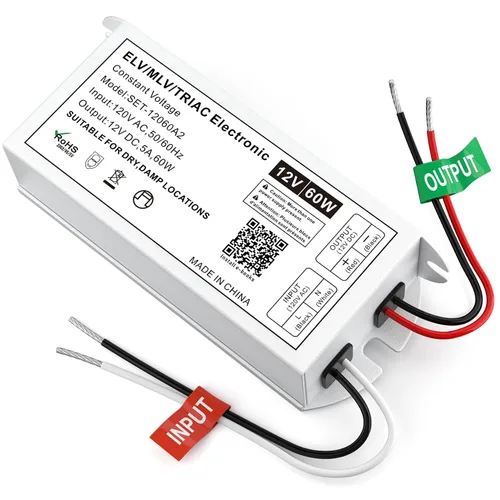 Miniatura 16 de Controlador LED regulable de 60 W 12 V para atenuador Lutron y Leviton, transformador de fuente de alimentación de CA a CC Triac/ELV/MLV para tira