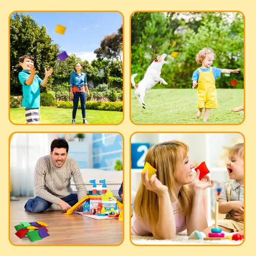 Miniatura 6 de Puf pequeños y coloridos de nailon para juegos de lanzamiento de manos, duraderos para niños y exteriores, bolsas de lanzamiento para aula, patio