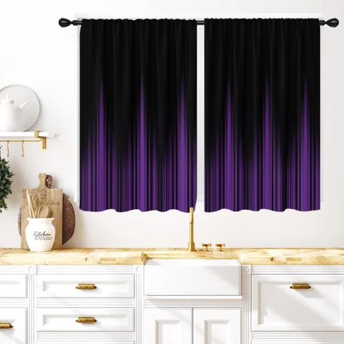Miniatura 18 de Coxila Cortinas 100% opacas en negro y beige de 42 x 63 pulgadas, cortinas góticas degradadas con aislamiento térmico para dormitorio