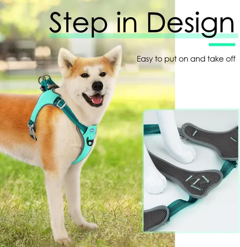 Miniatura 2 de ThinkPet Arnés sin tirones, a prueba de escape, chaleco reflectante para perro, ajustable, transpirable, arnés halter con clip trasero/frontal