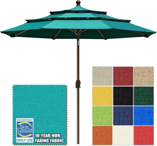 Miniatura 92 de EliteShade USA Sombrilla de Mercado de 10 Años Sin Decoloración de 9 Pies 3 Niveles Sombrilla de Patio Sombrilla de Mesa para Exteriores con Beige