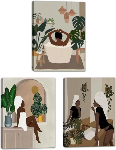 Miniatura 8 de Arte de pared de mujer negra, póster moderno de niña negra, arte de mujer africana, decoración de pared de baño, arte afroamericano, arte de pared