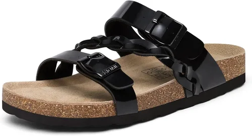 Miniatura 8 de KIDMI Sandalias con plantilla de corcho para mujer con soporte de arco, cómodas sandalias deslizantes con hebilla ajustable para el verano