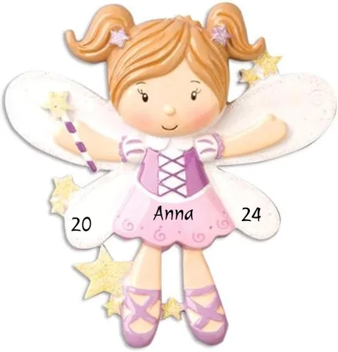 Adorno personalizado para niños 2025 Árbol de Navidad de hadas, decoración personalizada personalizada Pixie Fairytale Boys Girls Ornament Station -