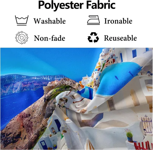Miniatura 6 de Telón de fondo de tela para fotos de Grecia, Isla Santorini, Oia, Village, fondo de fotografía de Grecia para decoraciones de fiesta temática