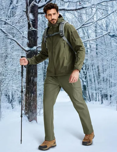 Miniatura 30 de MAGCOMSEN - Pantalones de invierno para hombre, impermeables, con forro polar pantalones tácticos softshell, para snowboard, esquí, con bolsillos